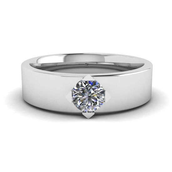 Flat Wedding Ring with a Diamond, Enlarge image 1