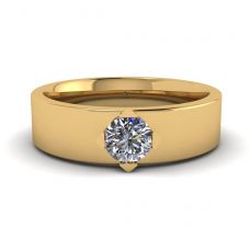 Flat Wedding Ring with a Diamond Yellow Gold