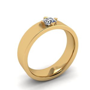 Flat Wedding Ring with a Diamond Yellow Gold - Photo 3