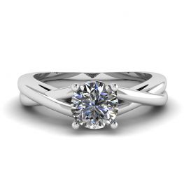 X Cross Ring with Round Diamond