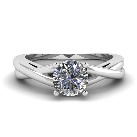 X Cross Ring with Round Diamond, Enlarge image 1