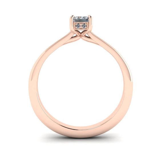 Emerald Cut Diamond Ring with Hidden Pave Rose Gold,  Enlarge image 2