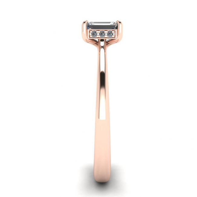 Emerald Cut Diamond Ring with Hidden Pave Rose Gold - Photo 2