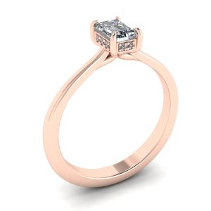 Emerald Cut Diamond Ring with Hidden Pave Rose Gold - Photo 3