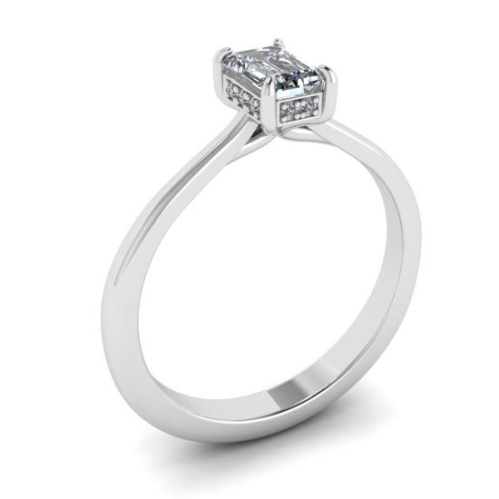 Emerald Cut Diamond Ring with Hidden Pave,  Enlarge image 4