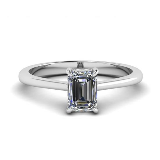 Emerald Cut Diamond Ring with Hidden Pave, Image 1
