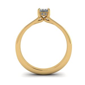 Emerald Cut Diamond Ring with Hidden Pave Yellow Gold - Photo 1