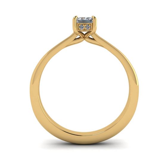 Emerald Cut Diamond Ring with Hidden Pave Yellow Gold,  Enlarge image 2