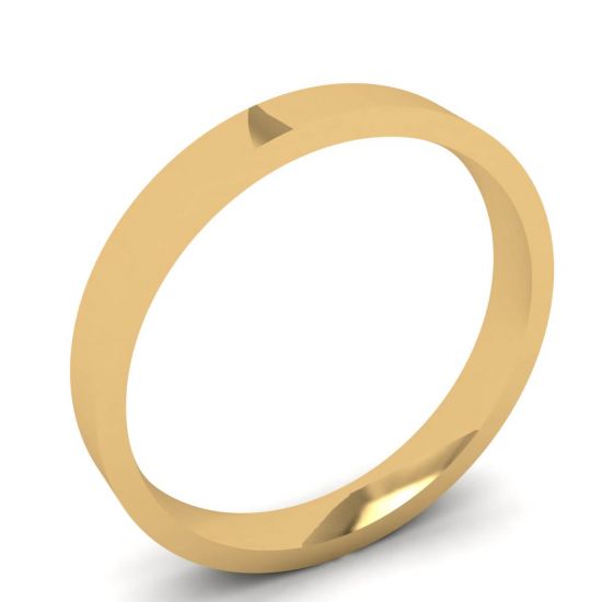 Flat 3 mm Wedding Ring in 18K Yellow Gold,  Enlarge image 4