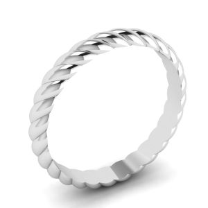 Rope Wedding Ring in 18K White Gold - Photo 3