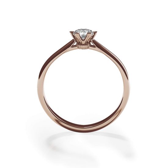 Crown diamond 6-prong engagement ring in rose gold,  Enlarge image 2