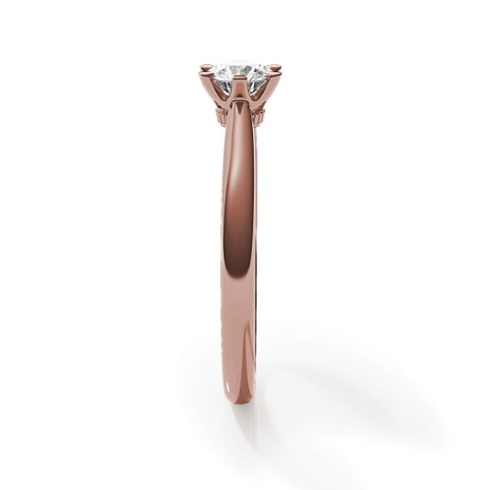 Crown diamond 6-prong engagement ring in rose gold,  Enlarge image 3