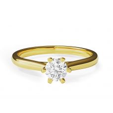 Crown diamond 6-prong engagement ring in yellow gold