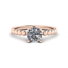 Round Diamond Solitaire on Beaded Ring in Rose Gold