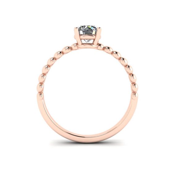 Round Diamond Solitaire on Beaded Ring in Rose Gold, More Image 0