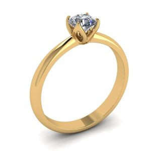 Petal Setting Ring with Round Diamond in 18K Yellow Gold - Photo 3