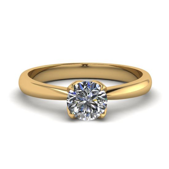 Petal Setting Ring with Round Diamond in 18K Yellow Gold, Enlarge image 1