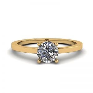 Round Diamond Solitaire Simple 18K Yellow Gold Ring