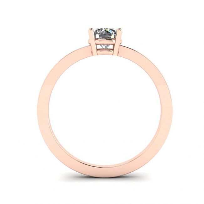 Round Diamond Solitaire Simple 18K Rose Gold Ring - Photo 1