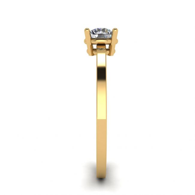 Round Diamond Solitaire Simple 18K Yellow Gold Ring - Photo 2