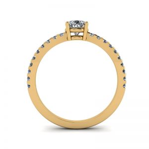 Pear Diamond Ring with Side Pave Yellow Gold - Photo 1