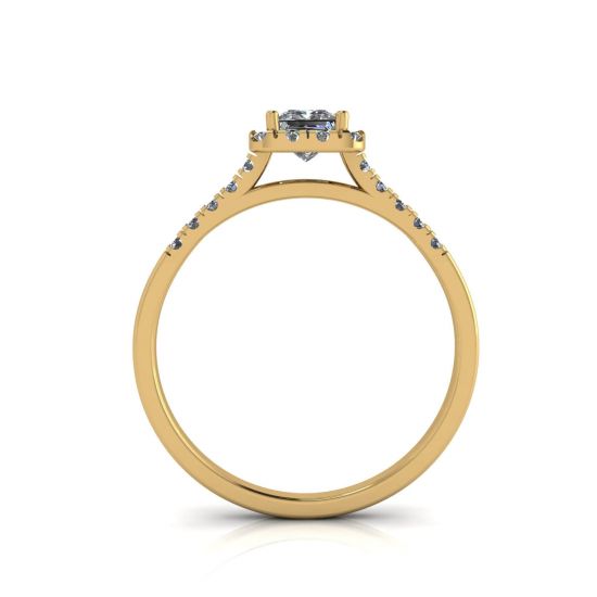 Halo Princess Cut Diamond Ring in Yellow Gold,  Enlarge image 2