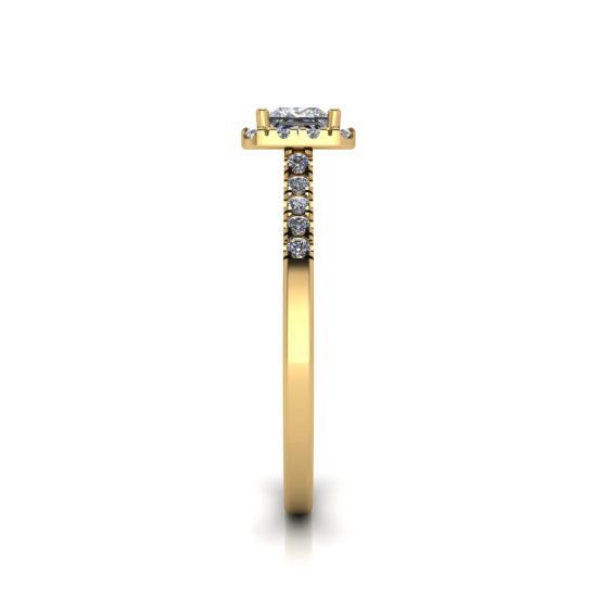 Halo Princess Cut Diamond Ring in Yellow Gold,  Enlarge image 3