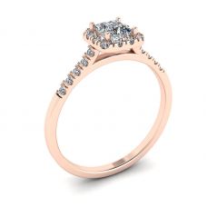 Halo Princess Cut Diamond Ring in Rose Gold