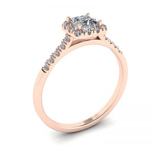 Princess-Cut Floating Halo Diamond Engagement Ring Yellow Gold