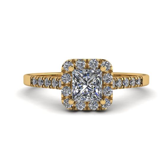 Princess-Cut Floating Halo Diamond Engagement Ring Rose Gold, Enlarge image 1