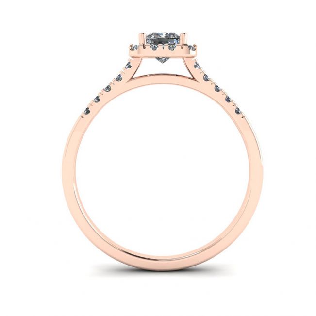 Halo Princess Cut Diamond Ring in Rose Gold - Photo 1