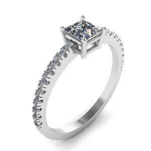 Princess Cut Diamond Ring with Side Pave - Photo 3