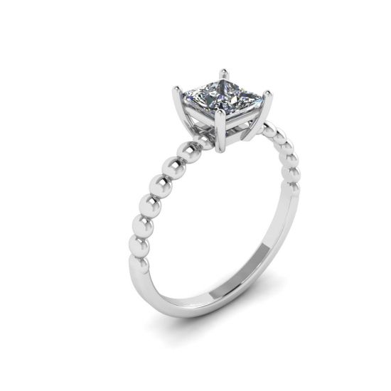 Bearded Ring with Princess Cut Diamond,  Enlarge image 4