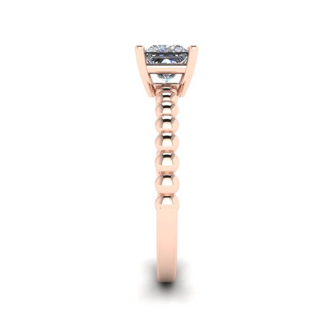 Bearded Ring with Princess Cut Diamond in 18K Rose Gold - Photo 2