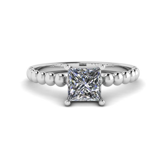 Bearded Ring with Princess Cut Diamond, Enlarge image 1