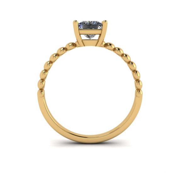 Bearded Ring with Princess Cut Diamond in 18K Yellow Gold,  Enlarge image 2