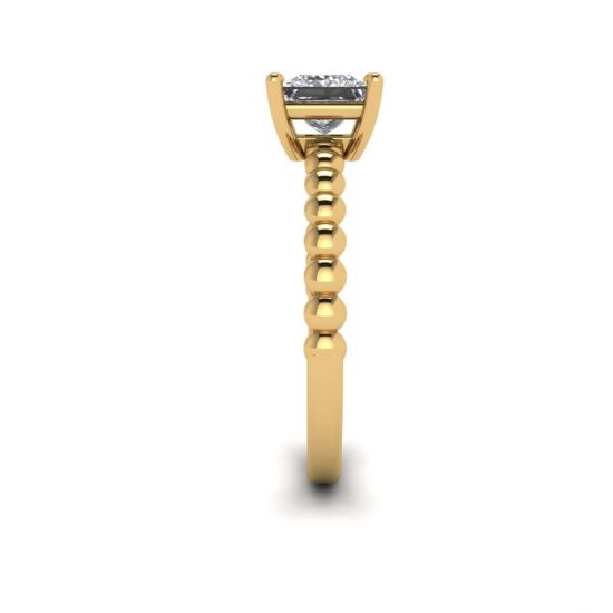 Bearded Ring with Princess Cut Diamond in 18K Yellow Gold,  Enlarge image 3