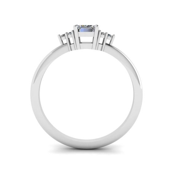 Emerald Cut Diamond Ring with Side Diamonds,  Enlarge image 2