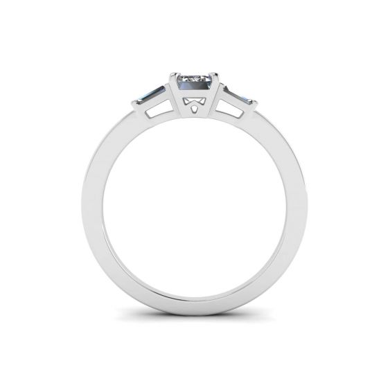 Emerald Cut and Side Baguette Diamond Ring,  Enlarge image 2
