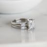 Emerald Cut and Side Baguette Diamond Ring, Image 6
