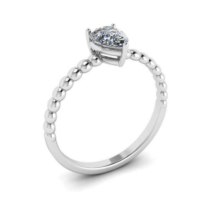 Beaded Band Pear Cut Engagement Ring - Photo 3