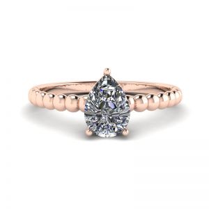 Beaded Band Pear Cut Engagement Ring Rose Gold