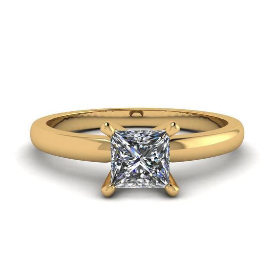 Mixed Gold Engagement ring with Princess Diamond, Enlarge image 1