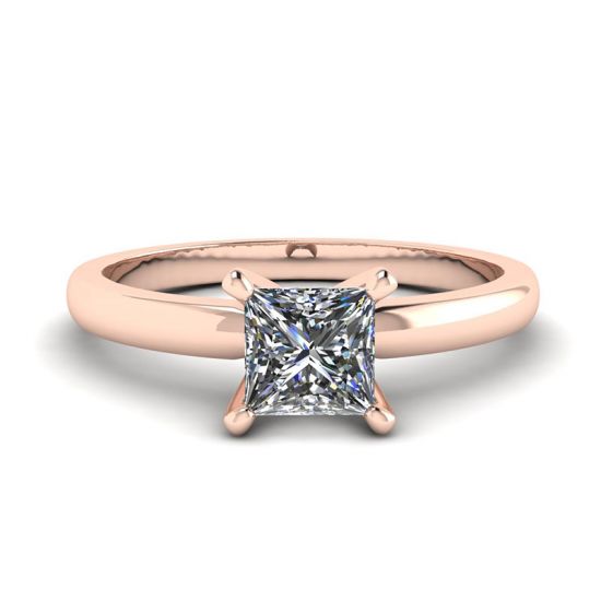 Mixed Rose and White Gold Ring with Princess Diamond, Enlarge image 1