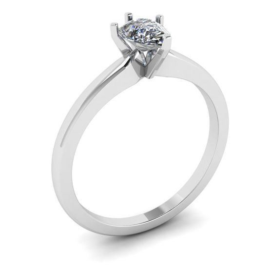 Pear Diamond Solitaire Ring in 6 prongs,  Enlarge image 4