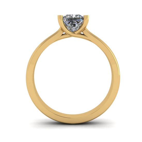18K Yellow Gold Ring with Princess Cut Diamond,  Enlarge image 2