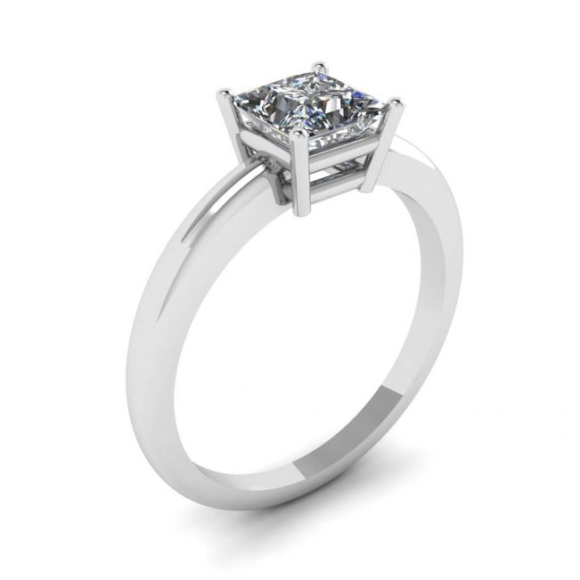 Princess Cut Simple Solitaire Ring in White Gold - Photo 3