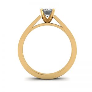 Futuristic Style Emerald Cut Diamond Ring in 18K Yellow Gold - Photo 1