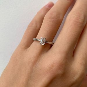 Emerald Cut Diamond Ring in Futuristic Style