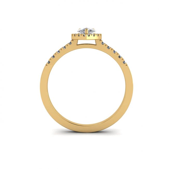 Halo Diamond Pear Shape Ring in 18K Yellow Gold - Photo 1